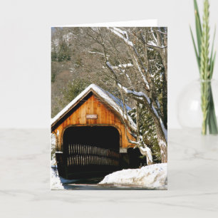 Cartão Woodstock, VT covered bridge in winter