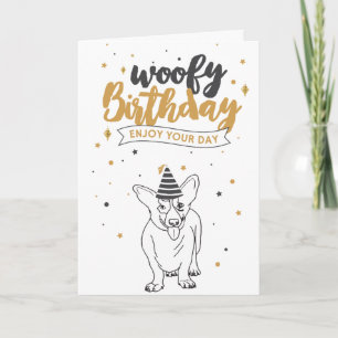 Cartão Woofy Birthday Corgi Cute Puppy Sketch Cute Puppy