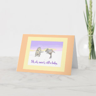 Cartão Woolly Mammoth and Dinosaur birthday card