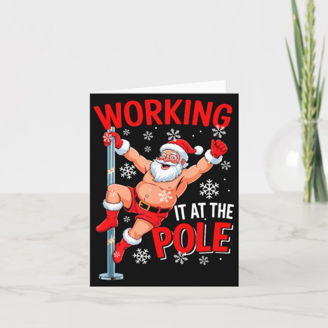 Cartão Working At Le Xmas Santa Dancing Funny Joke Dirty  (Frente)