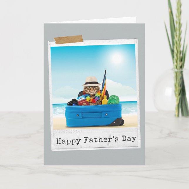 Cartão World Traveller Cat Happy Father's Day Card (Frente)