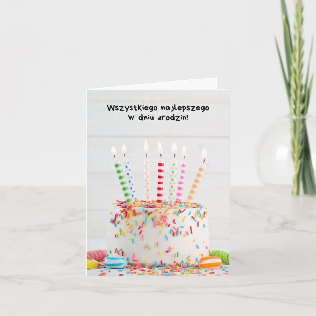 Cartão Wszystkiego najlepszego w dniu urodzin, polonês (Frente)