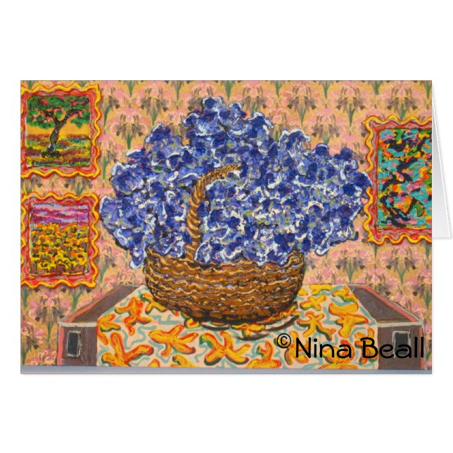 Cartão "Wysteria azul com cebola," por Nina Beall (Frente Horizontal)