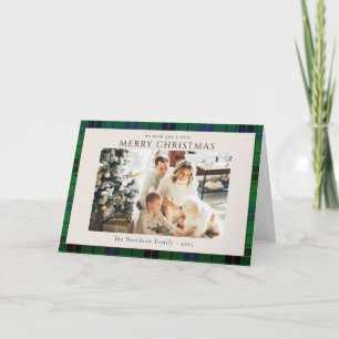 Cartão Xadrez de Foto Rustic Tartan Natal Personalizado