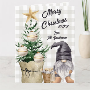 Cartão Xadrez de Gnomo de Aquarela de Natal Personalizado