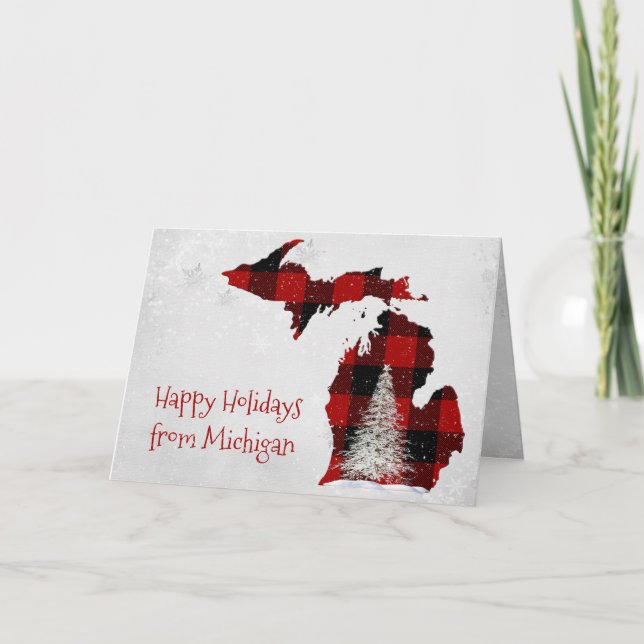 Cartão Xadrez de Natal do Michigan (Frente)