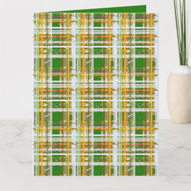 Cartão Xadrez de queda de MVB Verde/Laranja/Design amarel (Frente)