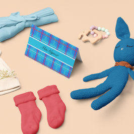 Cartão Xadrez Escocês Vermelho e Azul Clássico, personali