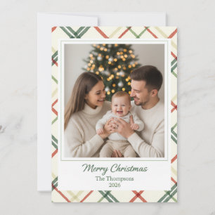 Cartão Xadrez Personalizado com Foto da Família no Natal