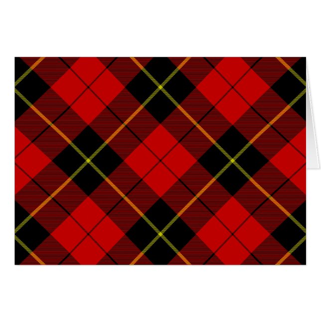 Cartão Xadrez preto Wallace Tartan (Frente horizontal)