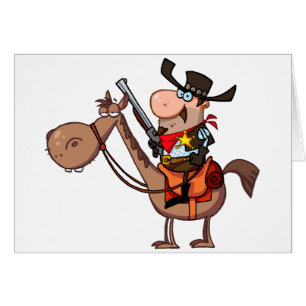 Cartão Xerife com a arma no cavalo