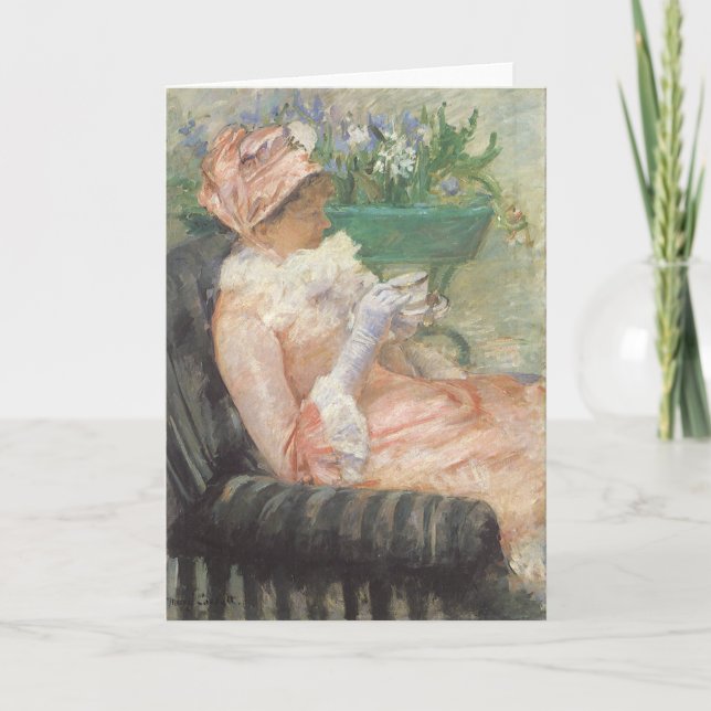Cartão Xícara de chá por Mary Cassatt, Impressionismo ven (Frente)
