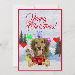 Cartão Xmas de Retriever de Ouros Engraçado Person