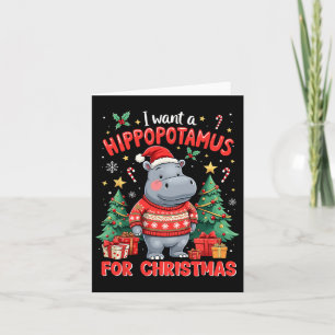 Cartão Xmas Eu Quero Um Hippopotamus Para O Hipp De Natal
