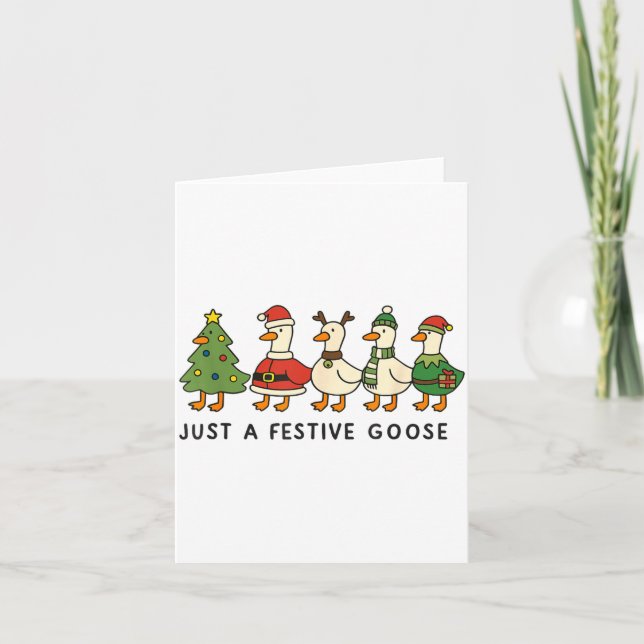 Cartão Xmas Funny Silly Goose Christmas Pjs Just A Festiv (Frente)