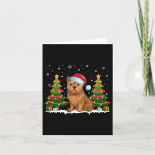 Cartão Xmas Lights Bruxelas Griffon Dog Santa Hat Natal