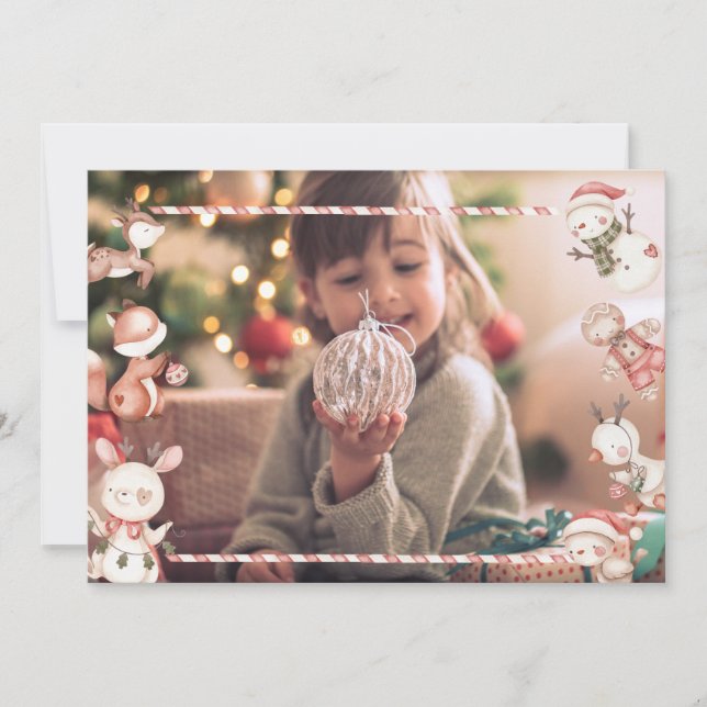 Cartão Xmas Personalizado com Caracteres (Frente)