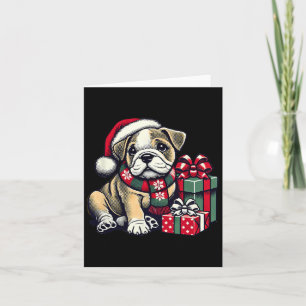 Cartão Xmas Santa Hat English Bulldog 1