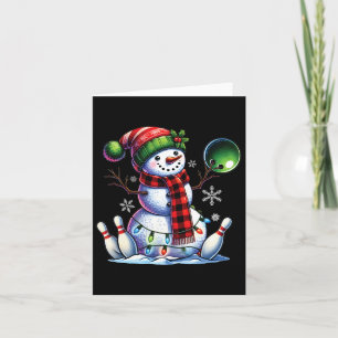 Cartão Xmas Snowman A Jogar Boliches E Pinos Natal