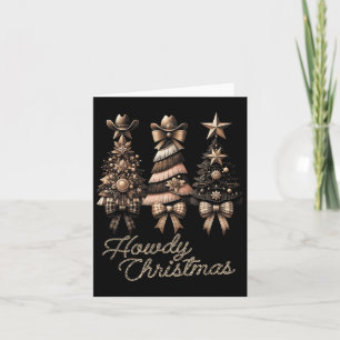 Cartão Xmas Western Christmas Tree Cowboy Xadrez C