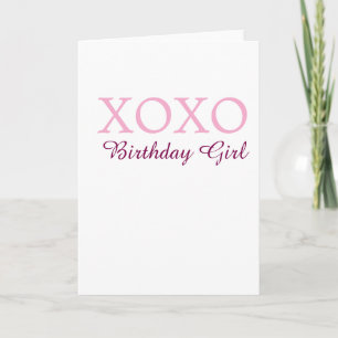Cartão Xoxo aniversário menina nome rosa malva simples am