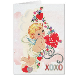 Cartão Xoxo vermelho do coração do anjo do amor