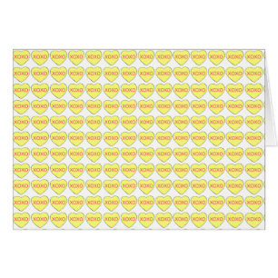 Cartão XOXO Yellow Candy Hearts Dia de os namorados Love