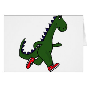 Cartão XX- dinossauro engraçado da corrida com sapatilha