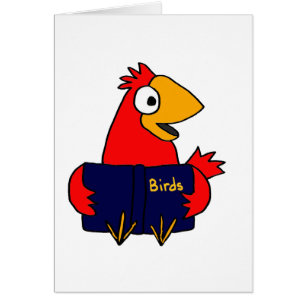 Cartão XX- livro de leitura do pássaro do cardeal sobre