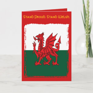 Cartão Y Ddraig Goch A Bandeira Vermelha Grunge do País d