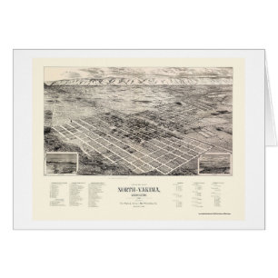 Cartão Yakima norte, mapa panorâmico de WA - 1889