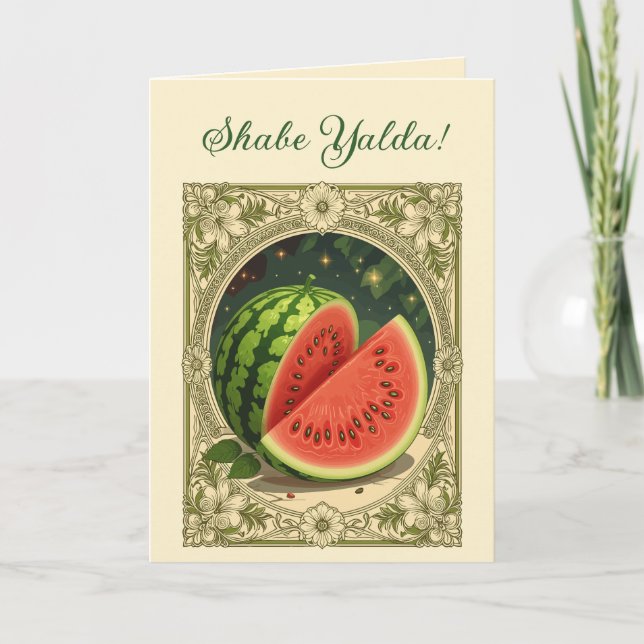 Cartão Yalda Watermelon Chelle Night Winter Solstice (Frente)