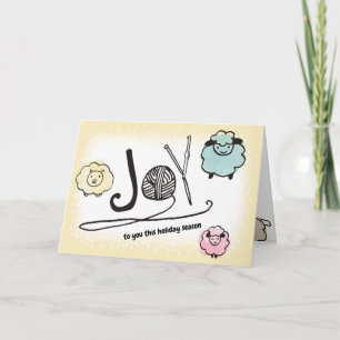 Cartão Yarn wool sheep knitting crochet Christmas