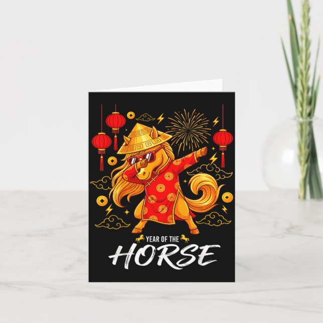 Cartão Year Of The Horse Dabbing Zodiac Horse Chinese New (Frente)