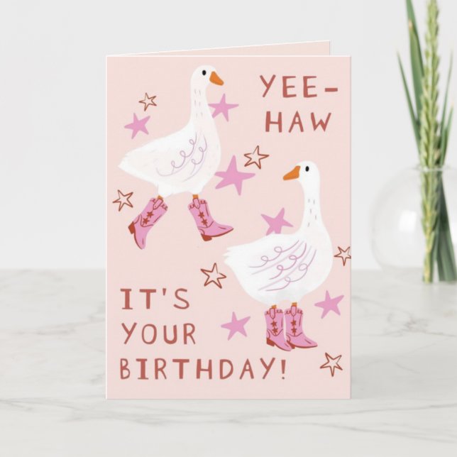 Cartão Yee Haw, It's Your Birthday Greeting (Frente)