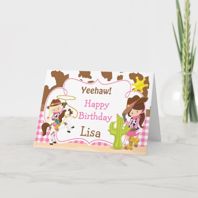 Cartão Yeehaw Cowgirl Western Festa de aniversário (Frente)