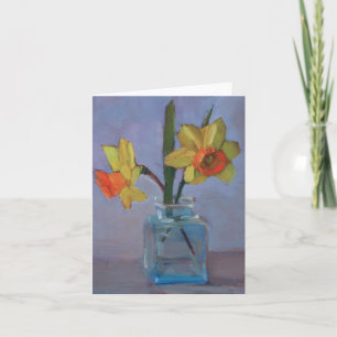 Cartão Yellow Daffodils in Glass Vase