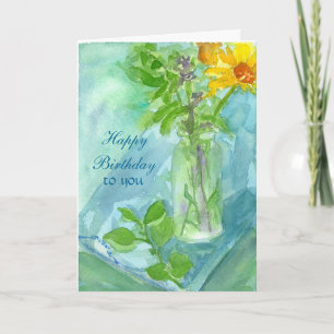 Cartão Yellow Daisy Flower Bouquet Happy Birthday To You