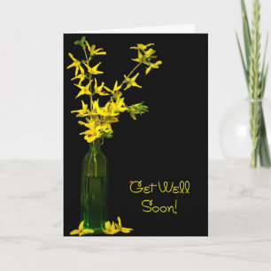 Cartão yellow forsythia bouquet get well soon
