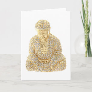 Cartão Yellow Gold Rhinestone Budda Birthday Note Card