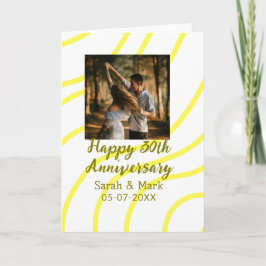 Cartão Yellow golden photo 30th wedding anniversary name 