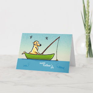 Cartão Yellow Lab Fishing Off-Leash Art™ Fathers Day
