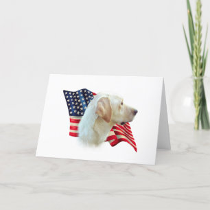 Cartão Yellow Labrador Retriever American Flag,
