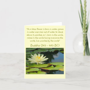 CARTÃO YELLOW LOTUS FLOWER WITH BUDDHA QUOTE