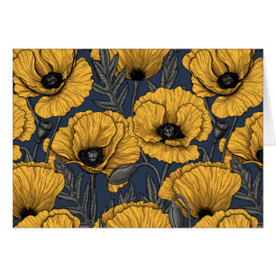 Cartão Yellow poppies on navy