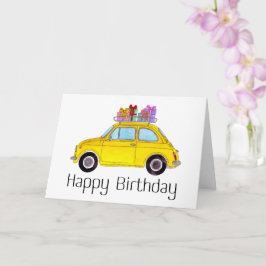 Cartão Yellow Retro Fiat 500 Birthday