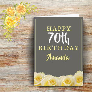 Cartão Yellow Rose Flower Floral 70th Birthday Card