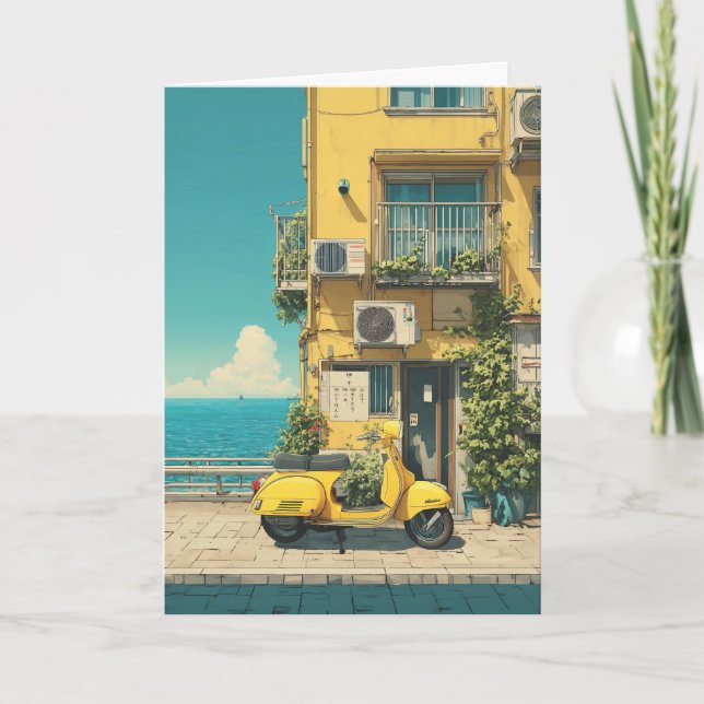 Cartão Yellow Scooter by Seaside (Frente)