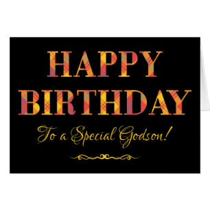 Cartão Yellow Tartan no aniversário preto para Godson esp