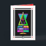 Cartão Yeshua, a Luz do Mundo, Cristo de Jesus<br><div class="desc">O ramo central desse colorido Menorrah, o Shamash, é a vela "Servo" e representa Jesus Cristo, Yeshua, Messias, a Luz do Mundo. As outras 6 velas se inclinam/apontam em direção a Yeshua. A Cruz está dentro da chama central da menorah; a menorah foi incorporada com a colorida Estrela de David....</div>